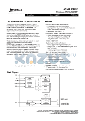 X5168PI datasheet - CPU Supervisor with 16Kbit SPI EEPROM