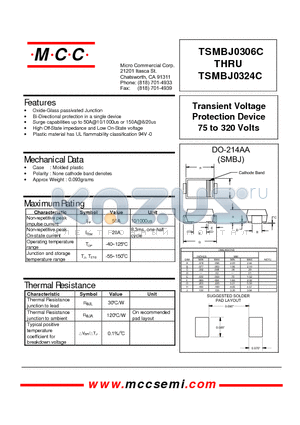 TSMBJ0310C datasheet - Transient Voltage Protection Device 75 to 320 Volts
