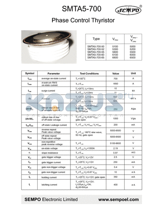 SMTA5-700-65 datasheet - Phase Control Thyristor