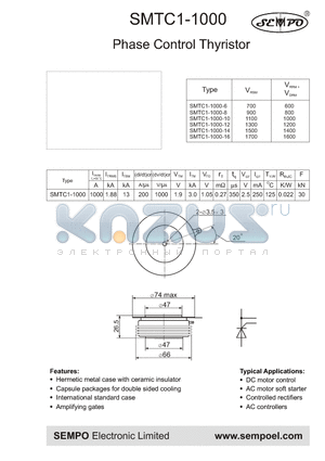 SMTC1-1000-6 datasheet - Phase Control Thyristor