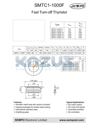 SMTC1-1000F datasheet - Fast Turn-off Thyristor