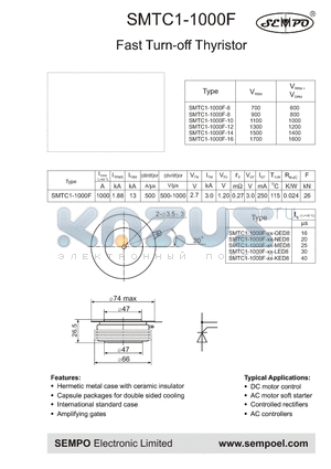SMTC1-1000F-XX-LED8 datasheet - Fast Turn-off Thyristor