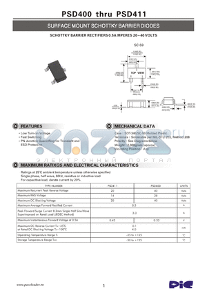 PSD411 datasheet - SURFACE MOUNT SCHOTTKY BARRIER DIODES