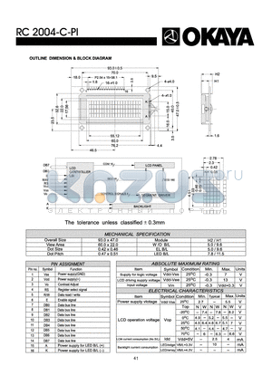 RC2004-C-PI datasheet - OUTLINE DIMENISON & BLOCK DIAGRAM