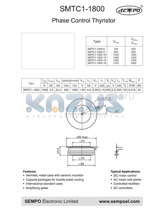 SMTC1-1800-14 datasheet - Phase Control Thyristor