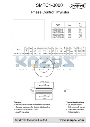 SMTC1-3000 datasheet - Phase Control Thyristor