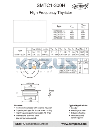 SMTC1-300H datasheet - High Frequency Thyristor