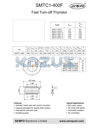 SMTC1-400F-XX-LED6 datasheet - Fast Turn-off Thyristor