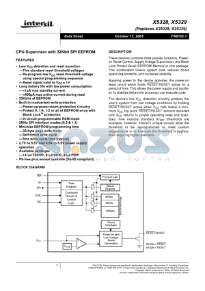 X5329P datasheet - CPU Supervisor with 32Kbit SPI EEPROM
