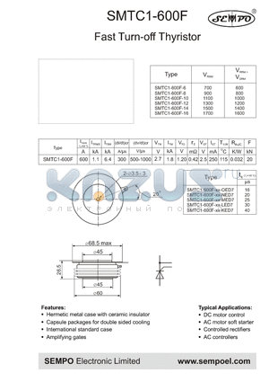 SMTC1-600F-XX-KED7 datasheet - Fast Turn-off Thyristor