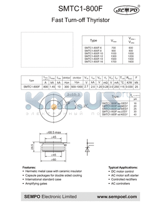 SMTC1-800F-XX-NED7 datasheet - Fast Turn-off Thyristor