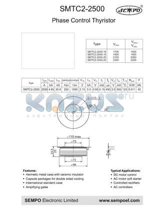 SMTC2-2500-22 datasheet - PHASE CONTROL THYRISTOR