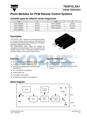 TSOP1237SA1 datasheet - Photo Modules for PCM Remote Control Systems