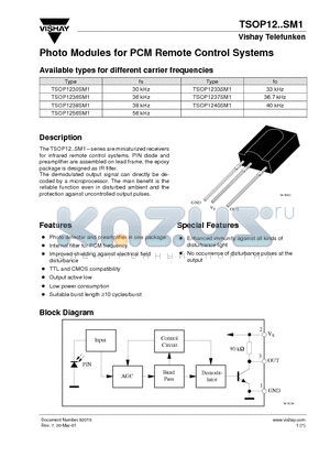 TSOP1237SM1 datasheet - Photo Modules for PCM Remote Control Systems