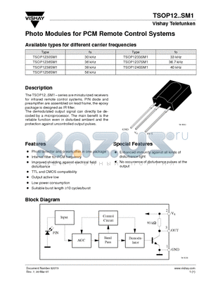 TSOP1230SM1 datasheet - Photo Modules for PCM Remote Control Systems