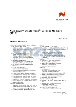PF38F5070M0R1V0 datasheet - StrataFlash^ Cellular Memory