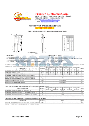 SRF5-03 datasheet - 5A SCHOTTKY BARRIER RECTIFIERS