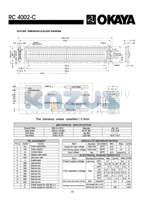 RC4002-C datasheet - OUTLINE DIMENISON & BLOCK DIAGRAM
