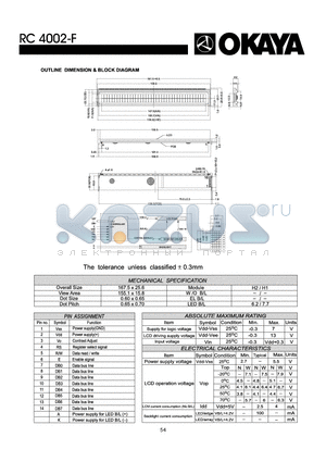 RC4002-F datasheet - OUTLINE DIMENISON & BLOCK DIAGRAM