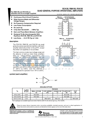 RC4136 datasheet - QUAD GENERAL-PURPOSE OPERATIONAL AMPLIFIERS