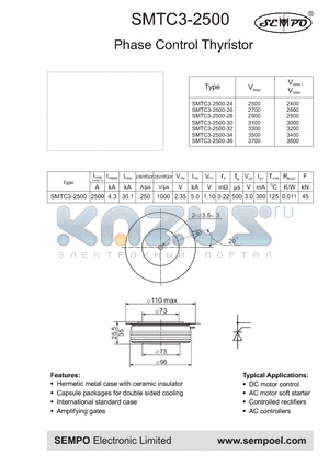 SMTC3-2500-24 datasheet - PHASE CONTROL THYRISTOR