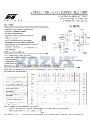 SRF620 datasheet - SCHOTTKY BARRIER RECTIFIER