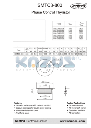 SMTC3-800 datasheet - Phase Control Thyristor