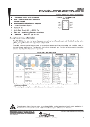 RC4558IPWR datasheet - DUAL GENERAL-PURPOSE OPERATIONAL AMPLIFIERS
