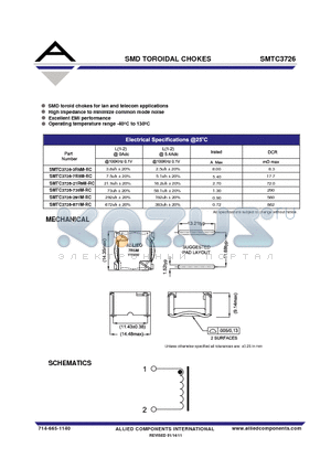 SMTC3726-21R9M-RC datasheet - SMD TOROIDAL CHOKES