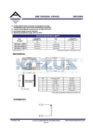 SMTC6852-111M-RC datasheet - SMD TOROIDAL CHOKES