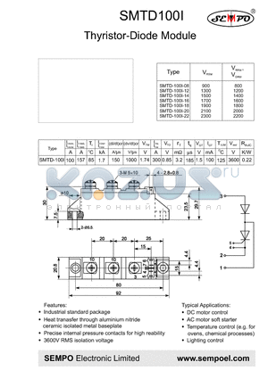 SMTD-100I-16 datasheet - THYRISTOR-DIODE MODULE