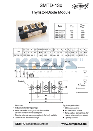 SMTD-130-12 datasheet - THYTISTOR-DIODE MODULE