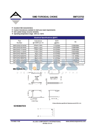 SMTC3752-380M-RC datasheet - SMD TOROIDAL CHOKE