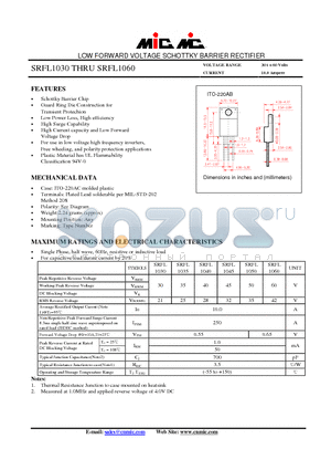 SRFL1040 datasheet - LOW FORWARD VOLTAGE SCHOTTKY BARRIER RECTIFIER