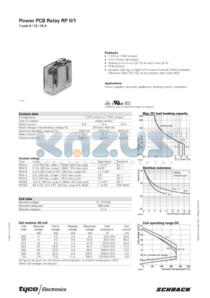 RP310005 datasheet - Power PCB Relay RP II/1