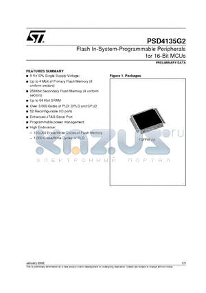 PSD4135F2V-A-70J datasheet - Flash In-System-Programmable Peripherals for 16-Bit MCUs