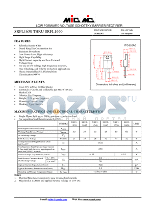 SRFL1630 datasheet - LOW FORWARD VOLTAGE SCHOTTKY BARRIER RECTIFIER