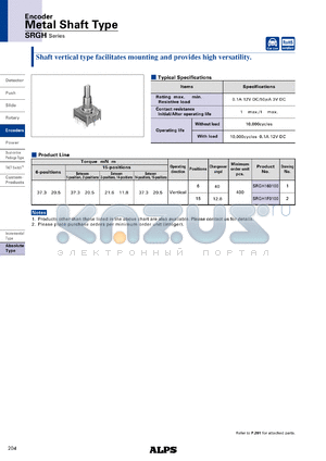 SRGH160100 datasheet - Metal Shaft Type