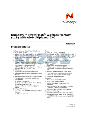 PF48F4400M0Y0T0 datasheet - Numonyx StrataFlash Wireless Memory