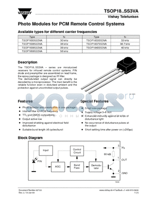 TSOP1836SS3VA datasheet - Photo Modules for PCM Remote Control Systems