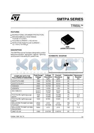 SMTPA130 datasheet - TRISILETM