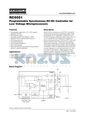 RC5051 datasheet - Programmable Synchronous DC-DC Controller for Low Voltage Microprocessors