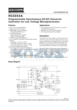 RC5054 datasheet - Programmable Synchronous DC-DC Converter Controller for Low Voltage Microprocessors