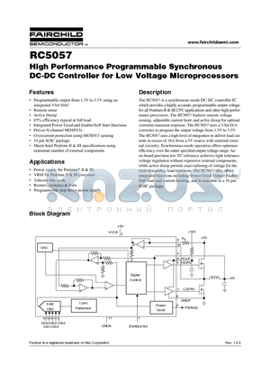 RC5057 datasheet - High Performance Programmable Synchronous DC-DC Controller for Low Voltage Microprocessors