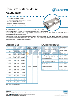PFC-A1206-01-50R0-9D00 datasheet - Thin Film Surface Mount Attenuators