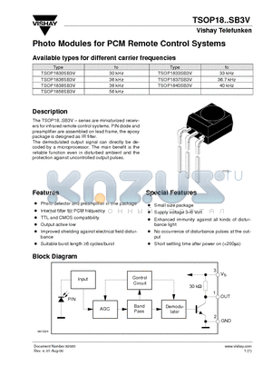 TSOP1856SB3V datasheet - Photo Modules for PCM Remote Control Systems