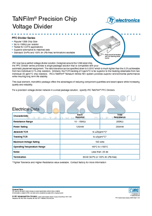 PFC-D1206-01-1003-3301-AD datasheet - TaNFilm Precision Chip Voltage Divider