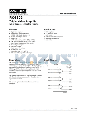 RC6303 datasheet - Triple Video Amplifier with Separate Enable Inputs