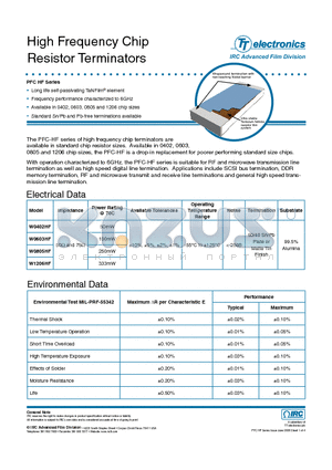 PFC-W0402HF-01-50R0-J datasheet - High Frequency Chip Resistor Terminators