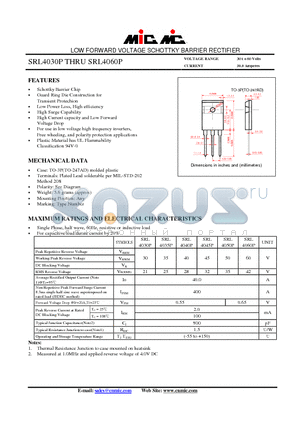 SRL4045P datasheet - LOW FORWARD VOLTAGE SCHOTTKY BARRIER RECTIFIER